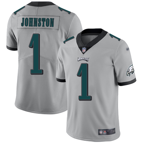 Men Philadelphia Eagles #1 Cameron Johnston Limited Silver Inverted Legend NFL Jersey Football